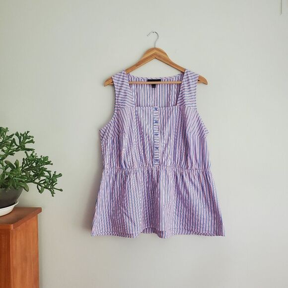 Lane Bryant red,white and blue stripe peplum tank top plus size womens 16 - Picture 2 of 8